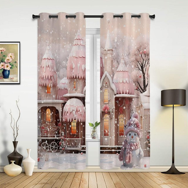 Weihnachten Fenster Vorhänge Dekor für Wohnzimmer, Küche und Schlafzimmer, mehrfarbig, B: 135 cm, H: 60 cm - Bild 1