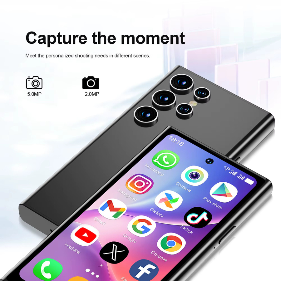 SERVO S27 Mini-Smartphone in Grau mit Android 10.0, 4,0 Zoll Display, 2 GB RAM, 16 GB Speicher, WCDMA 3G, Dual SIM und GPS - Bild 2