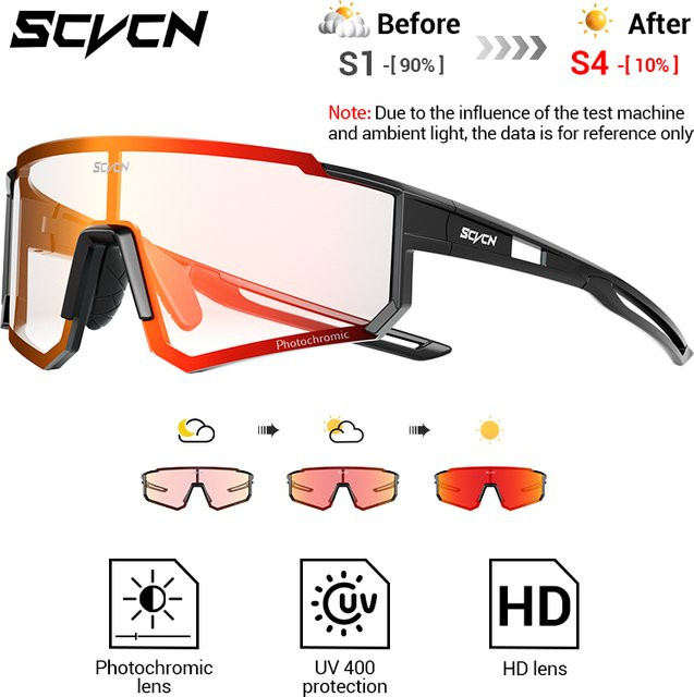 SCVCN Sportsonnenbrille Photochrome, Unisex, Vollrand, Kunststoff - Bild 1