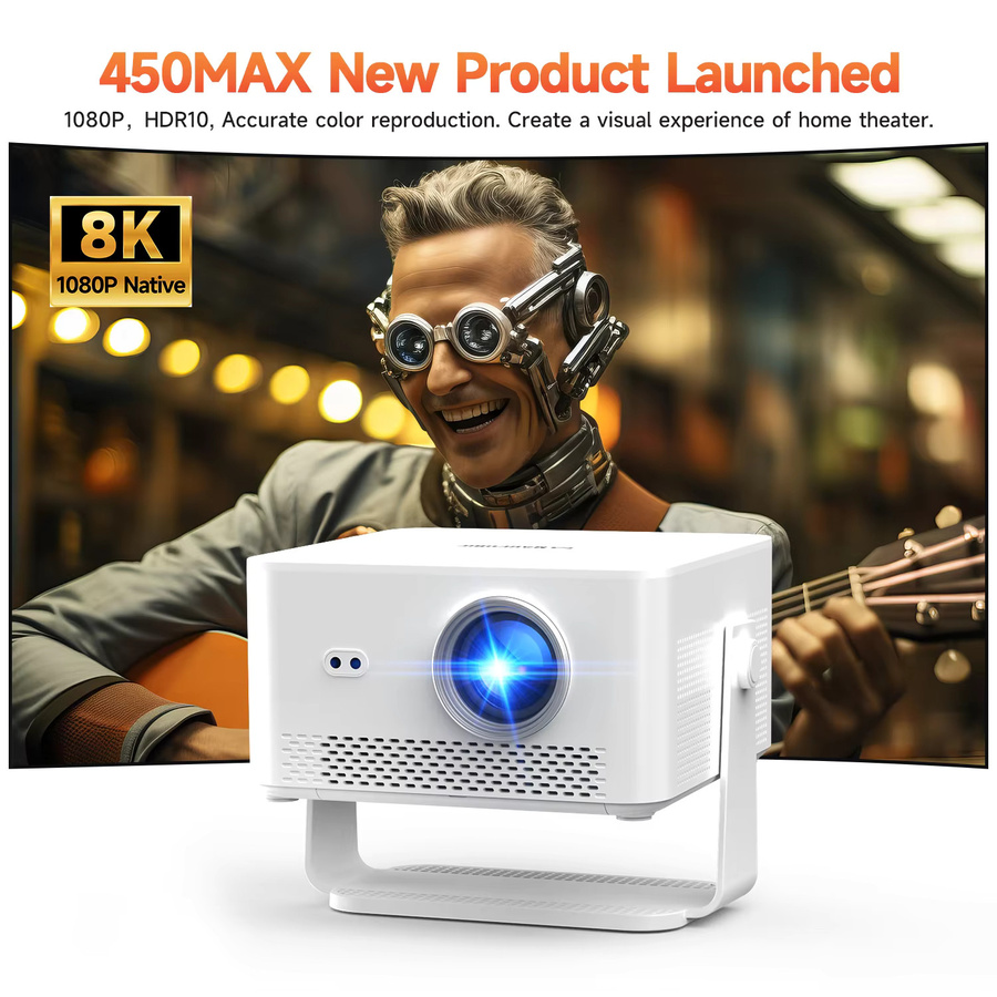 Magcubic HY450MAX Tragbarer Outdoor-Projektor in Weiß mit 1100 ANSI, 1080P Full HD, Autofokus, 8K-Unterstützung, Android 14 und WiFi6 - Bild 4