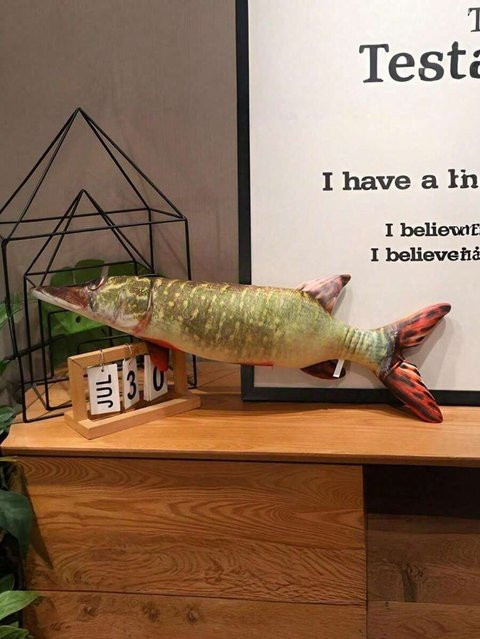 Buntes Piranha Stofftier als realistisches Plüschtier und Dekokissen für dein Zuhause oder Büro - Bild 1