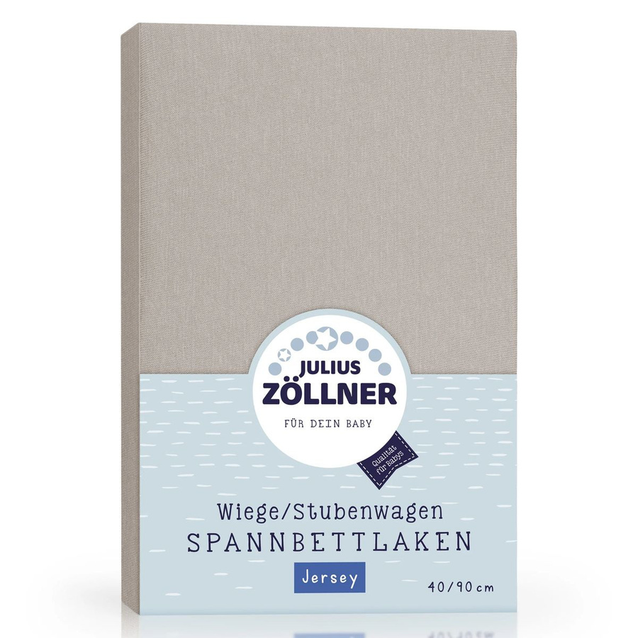 Julius Zöllner Spannbetttuch aus Jersey Baumwolle für Babys, Taupe, 40 x 90 cm - Bild 1