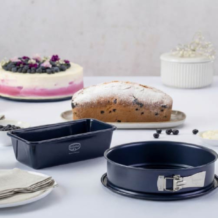 Dr. Oetker Backformen-Set Back-Liebe aus Emaille, 2-teilig, Blau, Kastenform und Rundform mit Antihaftbeschichtung - Bild 2
