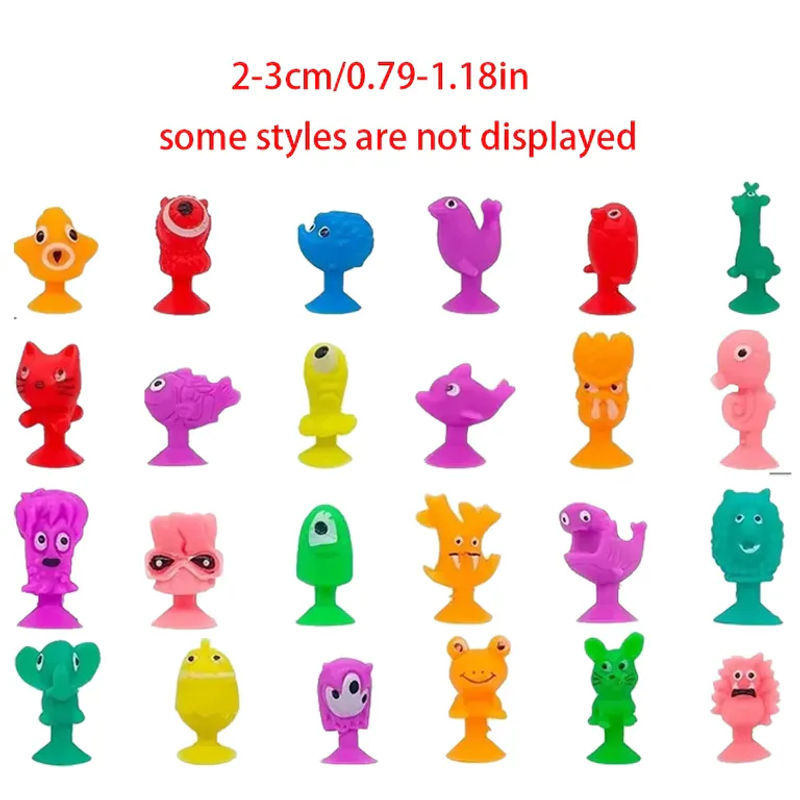 XJM Mini-Saugnapf-Monster Figuren mit Aufbewahrungsbox, mehrfarbige Kunststoff-Dekorationsfiguren für Auto, Büro und Schreibtisch - Bild 2