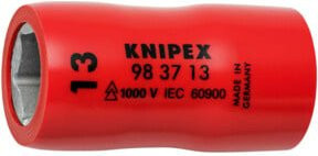 Knipex Steckschlüsseleinsatz für Sechskantschrauben mit Innenvierkant 3/8 Zoll, 45 mm, rot - Bild 1