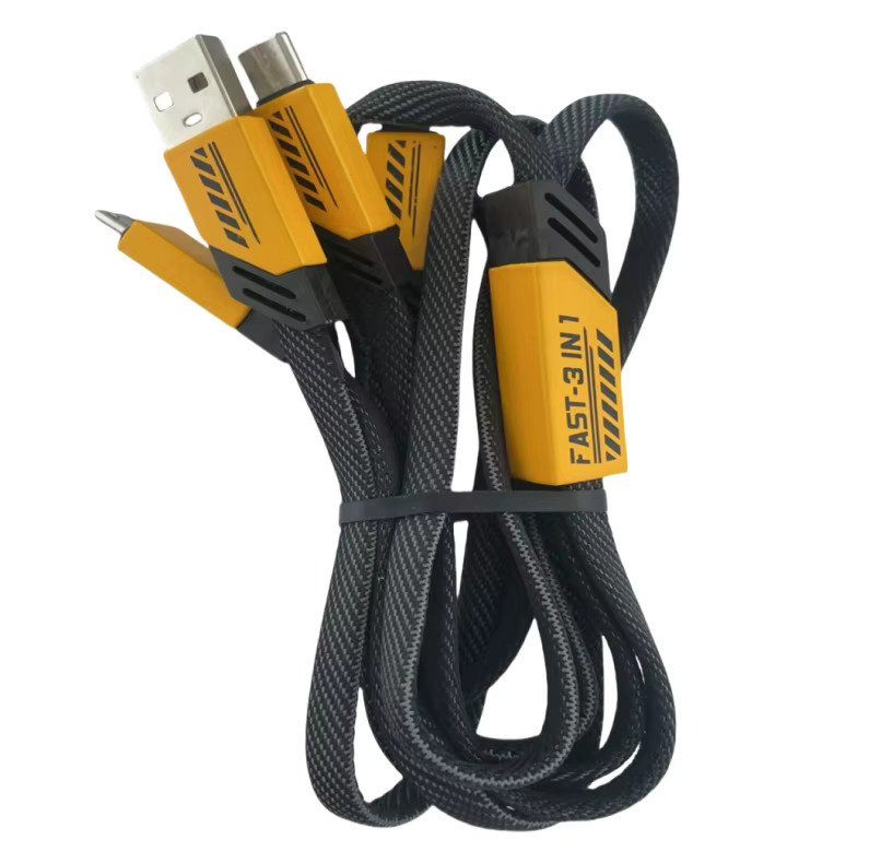 Drei-in-Eins Schnellladekabel 120W aus Metall mit geflochtenem Design für USB-C und Auto - Bild 5