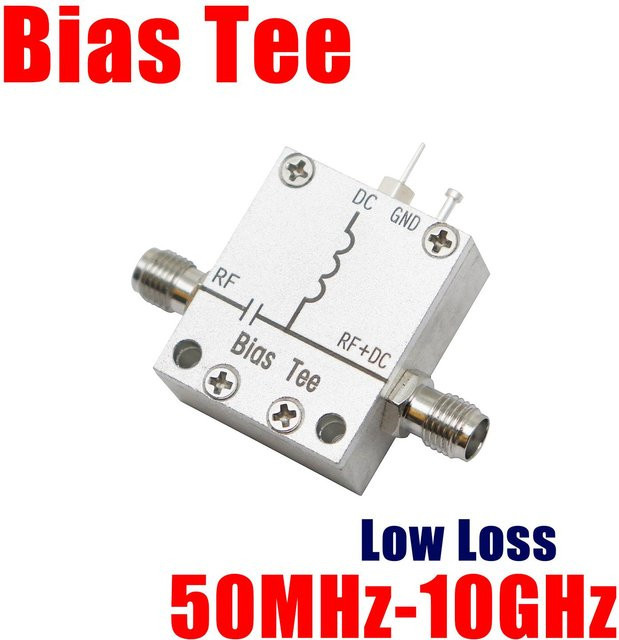 DykbRadio Bias-Tee HF DC-Injektor 50 Ohm 10 GHz Koaxial-Tee für LNA-Verstärker SDR Amateurfunk und LoRa Hotspot in Silber - Bild 1
