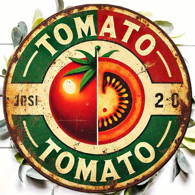 Potdemiel Vintage Tomaten Wandkunst aus Metall, runde Wanddekoration mit floralem Design, Mehrfarbig, Durchmesser: 19,8 cm - Bild 1