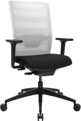 Topstar Bürostuhl AirWork mit Armlehnen, Auto-Synchronmechanik, Muldensitz und Netzrücken mit Lordosenstütze, weiß/schwarz - Bild 1