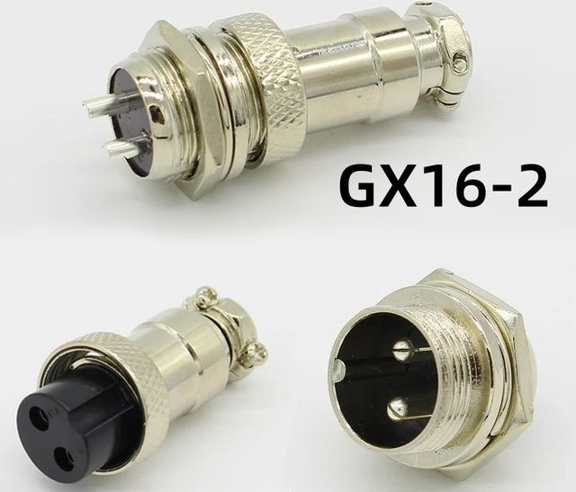ELECAPITAL GX16-2 Rundsteckverbinder Set mit 2 Pin Männlich und Weiblich in Silber, Durchmesser 16mm Luftfahrt Buchse und Stecker - Bild 1