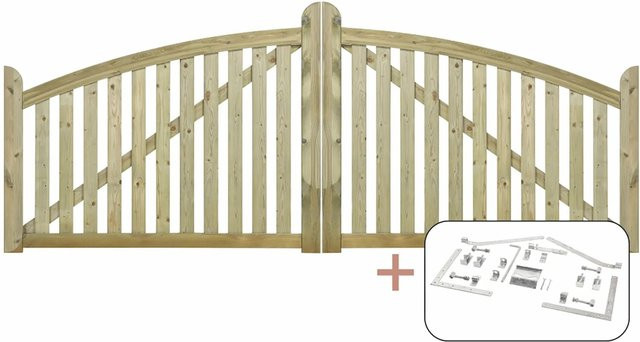 Plus Holz Doppeltor Ligno aus druckimprägniertem Nadelholz in Braun, B/H: 300 x 88/118 cm - Bild 1