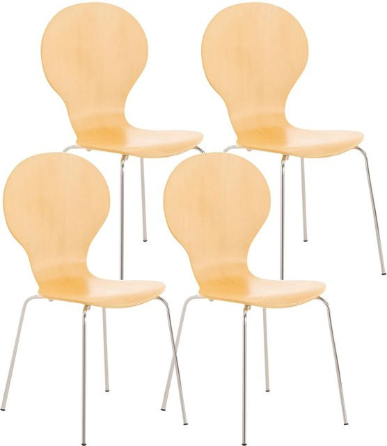 4er Set DELUKE Besucherstühle ATHENS Konferenzstühle aus Holz in Braun, H x B x T: 86 x 43 x 45 cm - Bild 1
