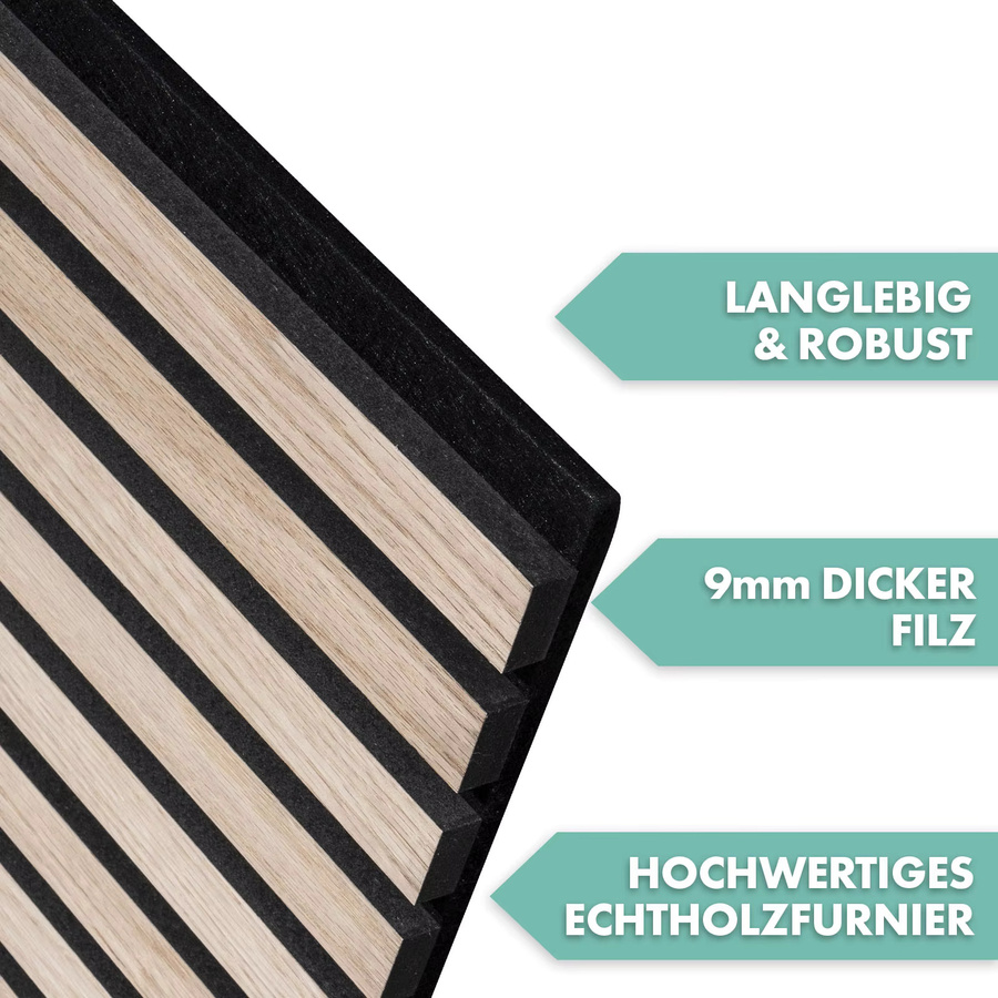Akustikpaneel in Holzoptik mit Echtholzfurnier für Wohnzimmer, Büro oder Studio, Farbe: Braun, B/H: 60 x 60 cm - Bild 5