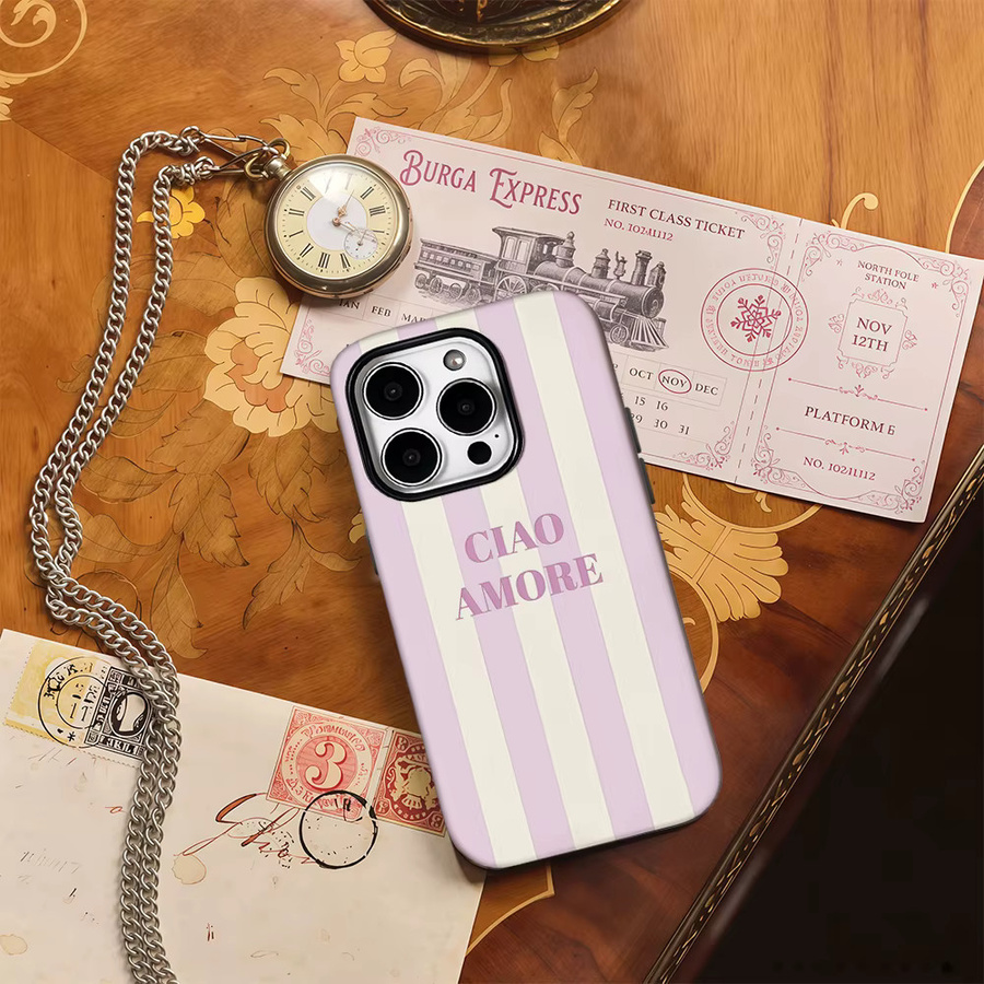 CIAO AMORE ROSE Handyhülle für iPhone 16 15 14 13 12 11 Pro Max Plus mit doppelschichtiger Rückseite - Bild 2