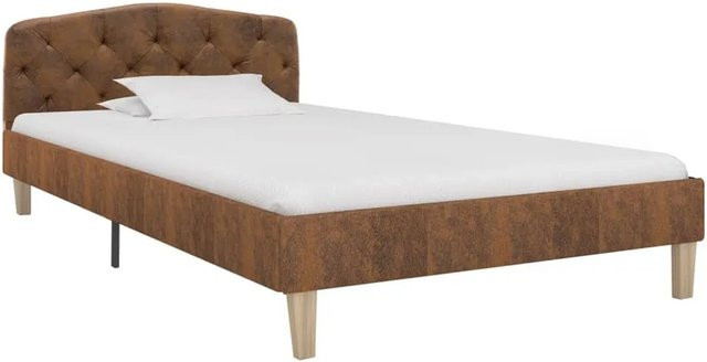 vidaXL Bettgestell in Braun mit Wildleder-Optik, B/T/H: 90 x 200 cm - Bild 1