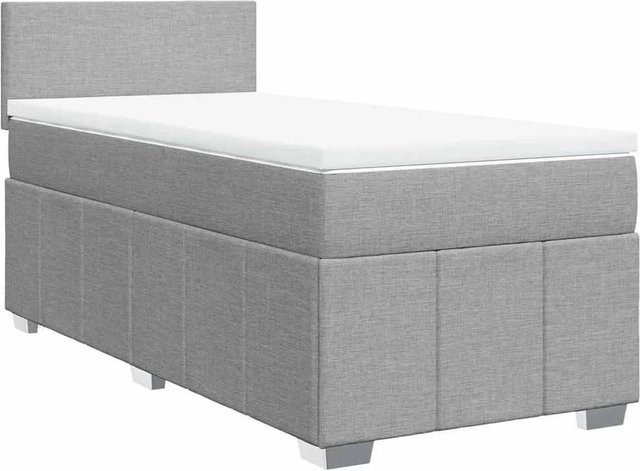 vidaXL Boxspringbett mit Matratze in Hellgrau, Hybridbett mit Taschenfederkern, B/T: 80 x 200 cm - Bild 1