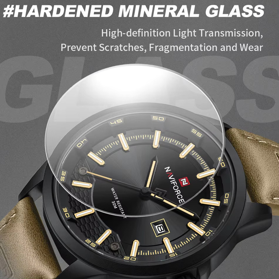 NAVIFORCE Armbanduhr, Quarz, Edelstahl, Leder, Schwarz, Herren - Bild 3