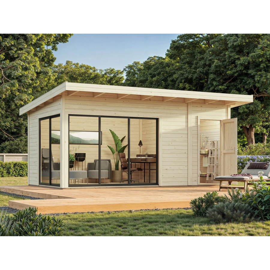 Palmako Gartenhaus Andrea Slide Plus aus Fichtenholz mit Pultdach in Natur, B: 530 cm, T: 300 cm, H: 264 cm - Bild 2