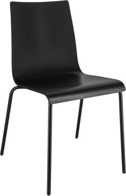 PULSIVA Holzschalenstuhl Set 4er Pack, Farbe Schwarz, B/T/H: 48 x 52 x 82 cm - Bild 1