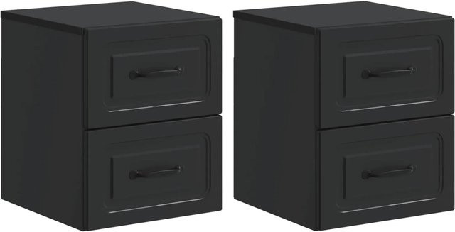 vidaXL Wandmontierter Nachttisch 2er-Set in Schwarz, B/T/H: 34,5 x 33 x 40 cm - Bild 1