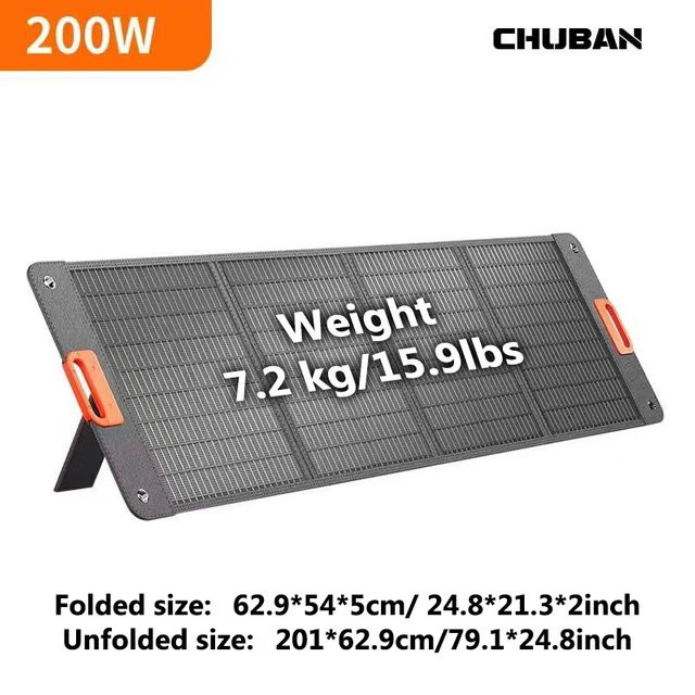 CHUBAN Faltbares Solarpanel 200W Schwarz für tragbare Stromgeneratoren und Camping im Freien - Bild 1