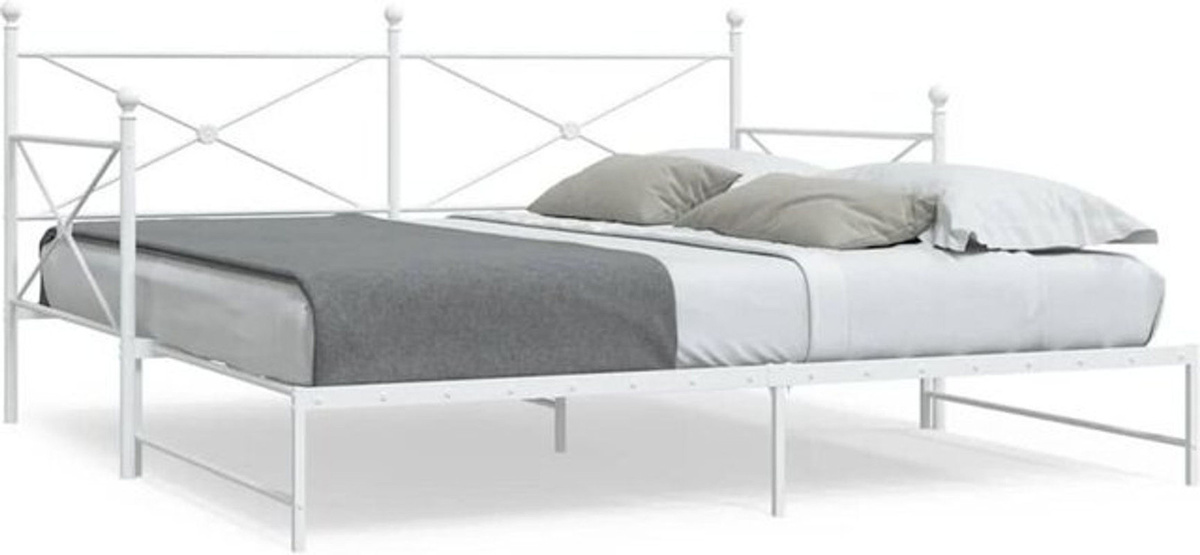 Ausziehbares Tagesbett aus Metall von Vidaxl in Weiß, B/T/H: 107 x 203 cm, ohne Matratze - Bild 1