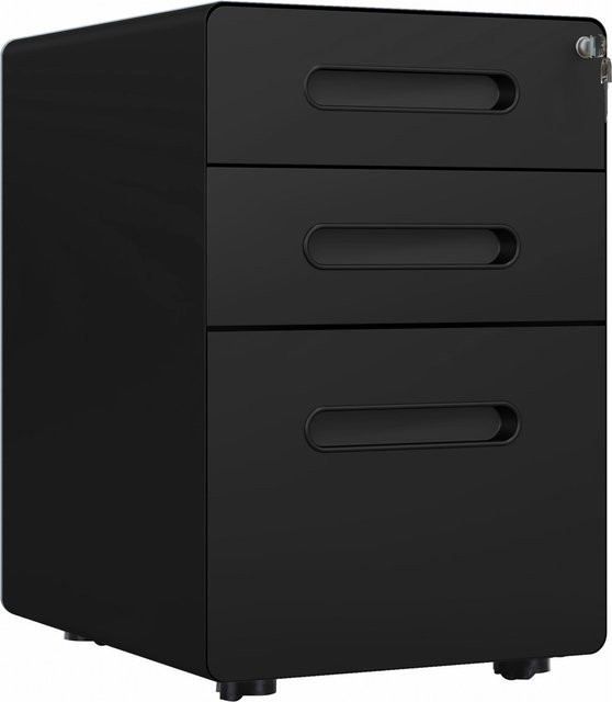Vinsetto Rollcontainer aus Metall mit 3 Schubladen für Büro und Homeoffice, Schwarz, B/T/H: 39 x 48 x 59 cm - Bild 1