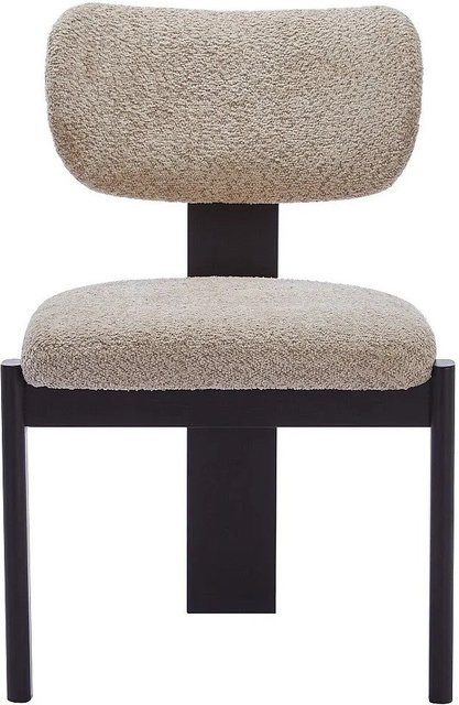 Vente-unique Stuhl Wilana in Taupe aus Bouclé-Stoff und Kautschukholz - Bild 1