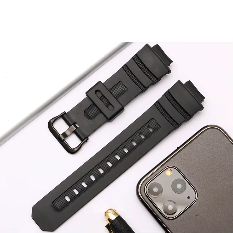 Casio Uhrenarmband, Silikon, Schwarz, Herren, 16 mm - Bild 5