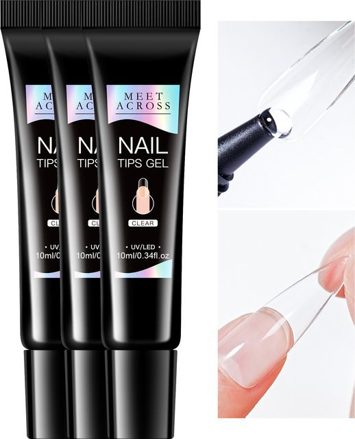 MEET ACROSS Gel Nagel Tipps, Transparent, Glänzend - Bild 1