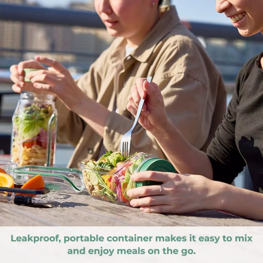 Salatkind Salatpad aus Kunststoff und Glas, auslaufsicherer Salat-Vorratsbehälter in Transparent, multifunktionaler Küchen-Organizer für Zuhause und Reisen - Bild 2
