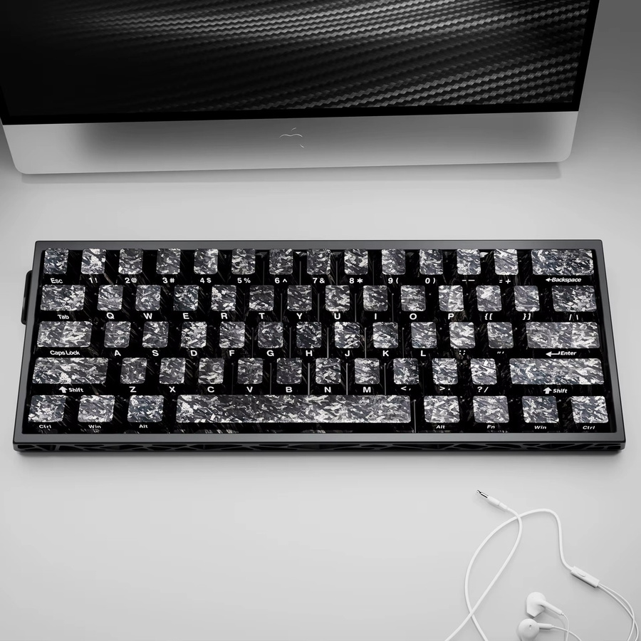 Letter Drive Tastenkappen mit Carbonfaser-Textur und seitlichem Druck, OEM-Profil, kompatibel mit magnetischen Schaltern für mechanische Tastaturen, Schwarz/Weiß - Bild 4