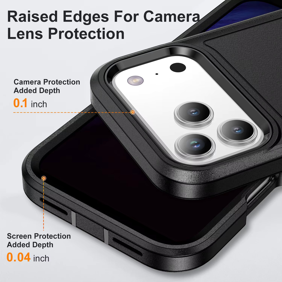Clucy 3-in-1 Hybrid-Rüstung stoßfeste Defend-Schutzhülle für iPhone 17 Pro Max 17Air 16Pro 16e 16Plus 17 in Schwarz und Lila - Bild 3