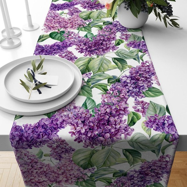 Stilvoller rechteckiger Tischläufer mit Blumenmuster von JMG Household Supplies in Flieder, Breite: 150 cm, Tiefe: 33 cm - Bild 1