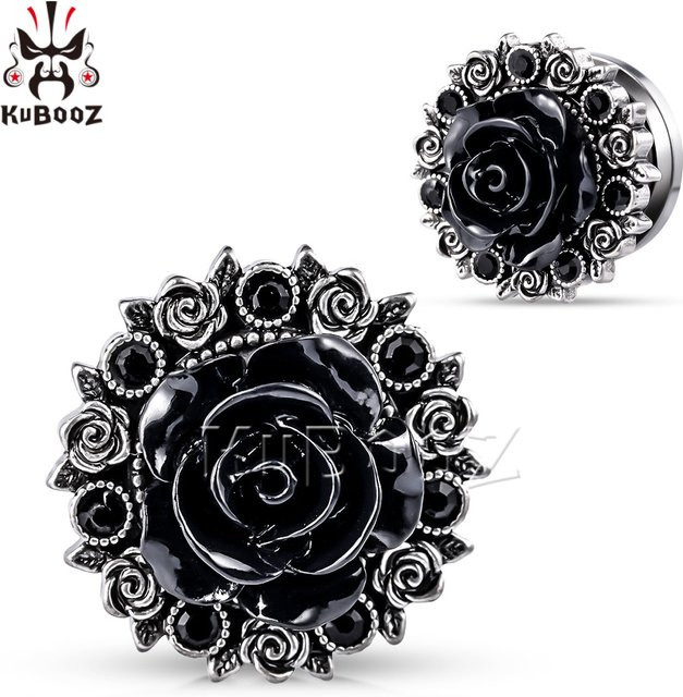 KUBOOZ Ohrringe Gothic Rose, Edelstahl, Unisex - Bild 1