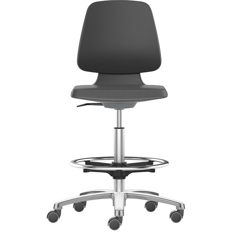 Bimos Arbeitsstuhl Labsit mit Skintec Polsterung, Rollen und Fußring, weiß, B 45 x T 42 x H 56 - 81 cm - Bild 2