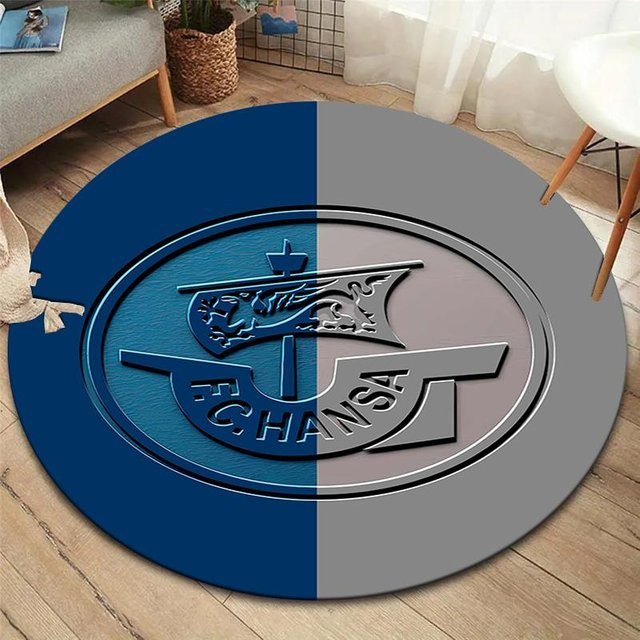 Runder Teppich FC Hansa Rostock von xiangyinghao, blau, Durchmesser: 150 cm - Bild 1