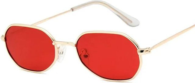 Quadratische Sonnenbrille, Vollrand, Metal, White, Red, Unisex - Bild 1
