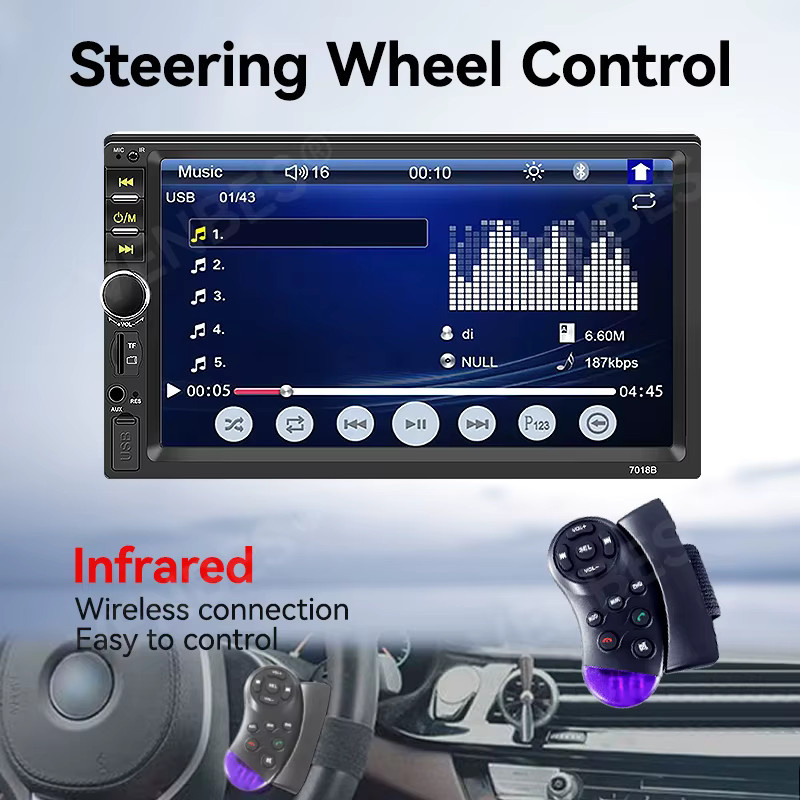 VENBES Autoradio 1 DIN Universal MP5 Player mit 7 Zoll Touchscreen, Mirrorlink, Bluetooth 5.0, USB und CVBS Kamera, Schwarz - Bild 6