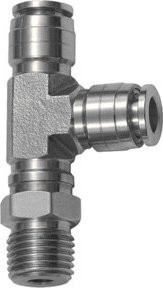 Riegler T-Steckverschluss in L-Form, drehbar, Edelstahl, Farbe Silber, R 1/2 Zoll, für Schlauch Durchmesser 12 mm - Bild 1