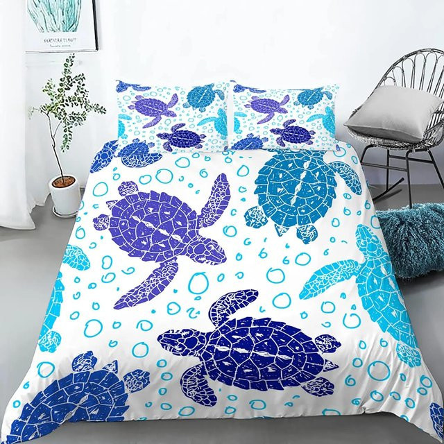 JMG Household Supplies Bettbezug Set Meeresschildkröte Blau, Bettwäsche mit Ozean-Motiv aus Polyester, B/H: 135 x 200 cm - Bild 1