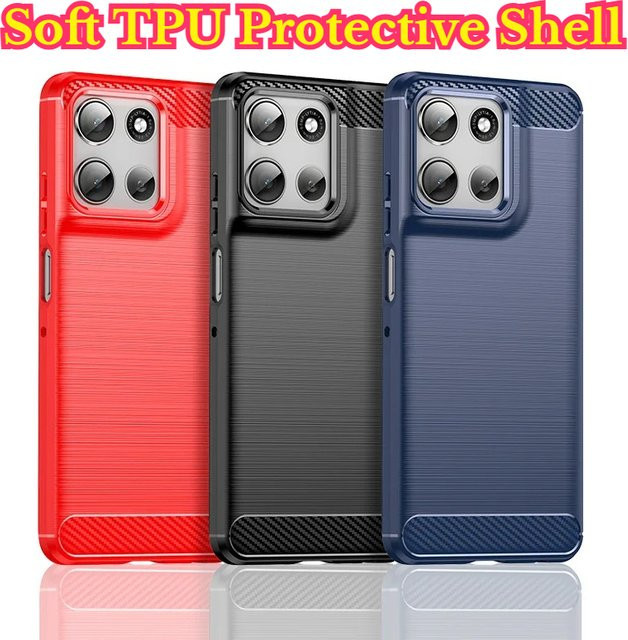 Stoßfeste Silikon-Handyhülle aus weichem TPU mit gebürstetem Streifen-Design für Motorola Moto G56 und G86 in Schwarz - Bild 1