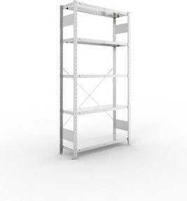 META Steckregal CLIP 230 verzinkt mit 5 Böden, Farbe: Silber, B/T/H: 200 x 100 x 30 cm - Bild 1