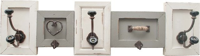 HTI-Line Garderobe Senja in Weiß im Shabby Chic mit Haken aus Holz - Bild 1