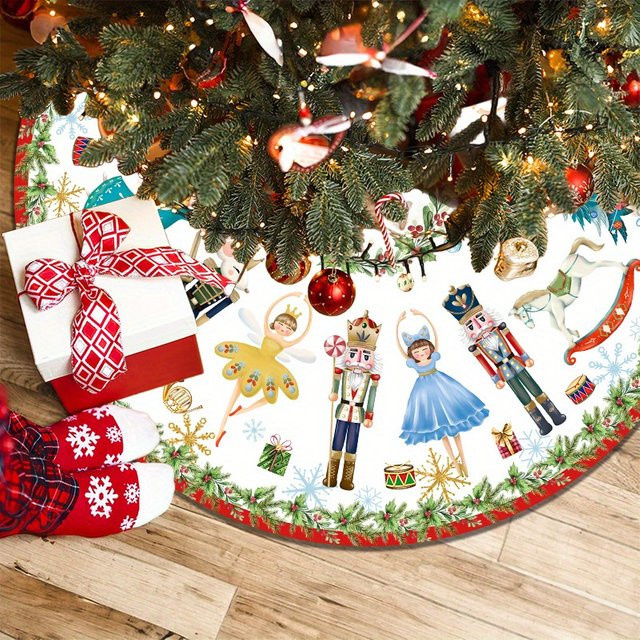 VIKAMA Weihnachtsbaumrock mit Cartoon-Nussknacker Design in Multicolour aus Textil - Bild 1