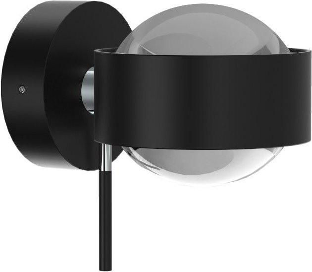 Top Light Puk Mini Wall Wandleuchte in Schwarz Matt mit Chrom und Glaslinse Transparent - Bild 1