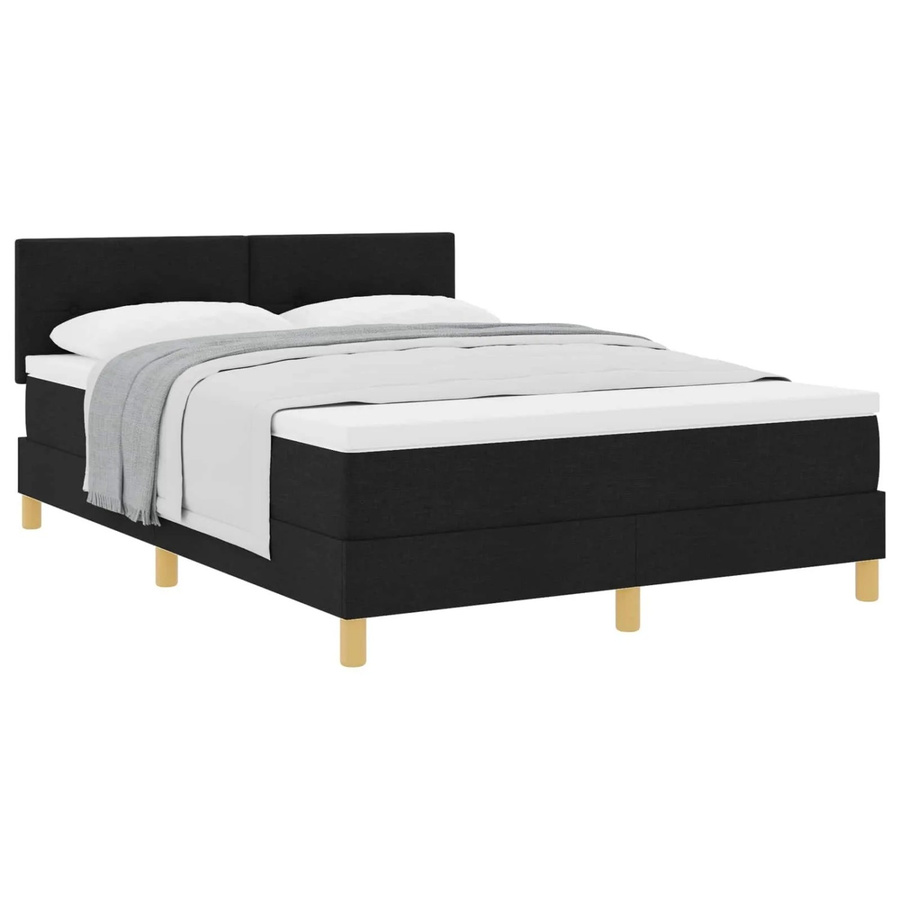 vidaXL Boxspringbett mit Matratze Schwarz, Hybrid-Bett mit Taschenfederkern aus Stoff, Breite: 140 cm, Tiefe: 200 cm, Höhe: 280 cm - Bild 2