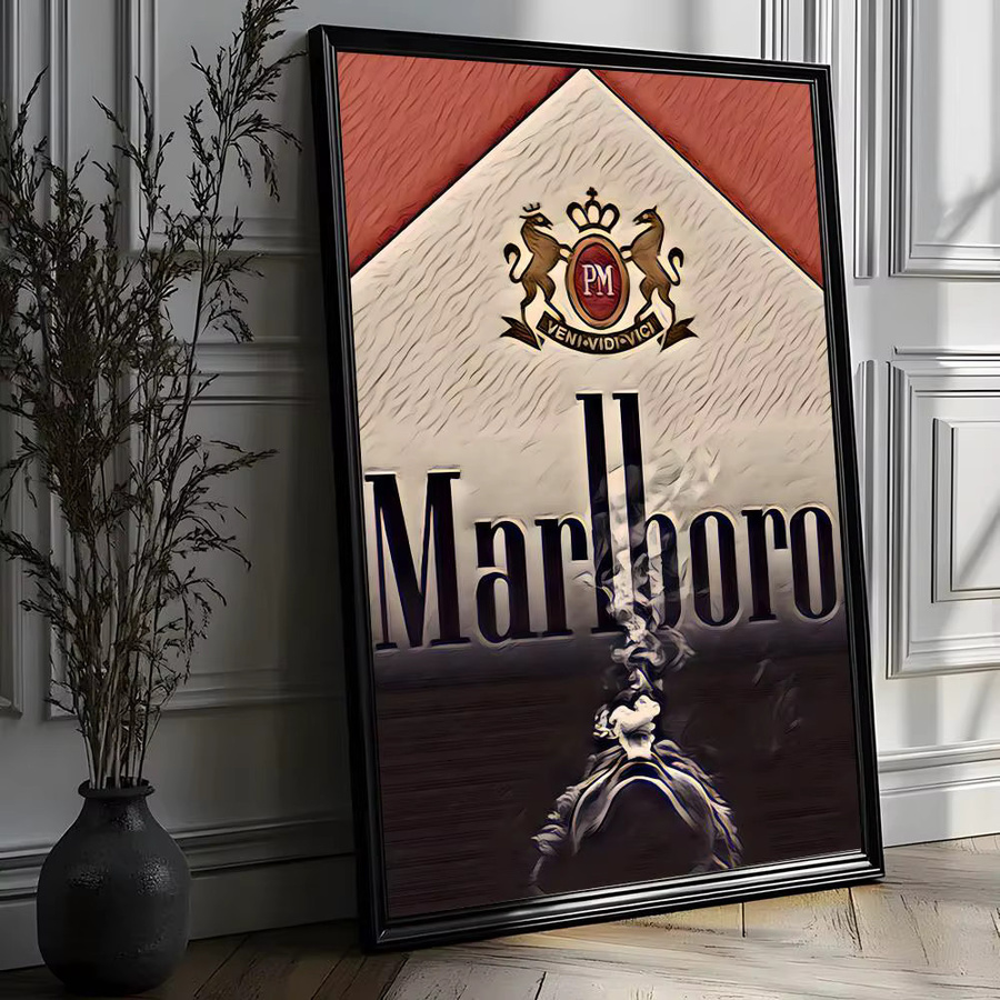 Potdemiel Marlboro Retro Poster HD Art Wanddeko Wasserdicht für Zuhause und Bar in Weiß - Bild 2