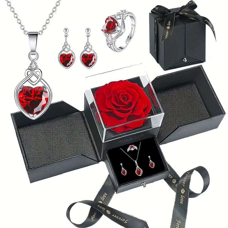 Schmuck-Set, Halskette, Ohrringe, Silber, Kristall - Bild 2