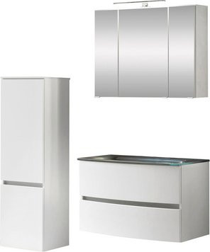 HELD MÖBEL Waschtisch-Set KOPENHAGEN, 5-teilig, Weiss, Modernes Badezimmer-Set mit LED-Beleuchtung und Soft-Close-Türen, B/T/H: 80 x 64 x 50 cm - Bild 1